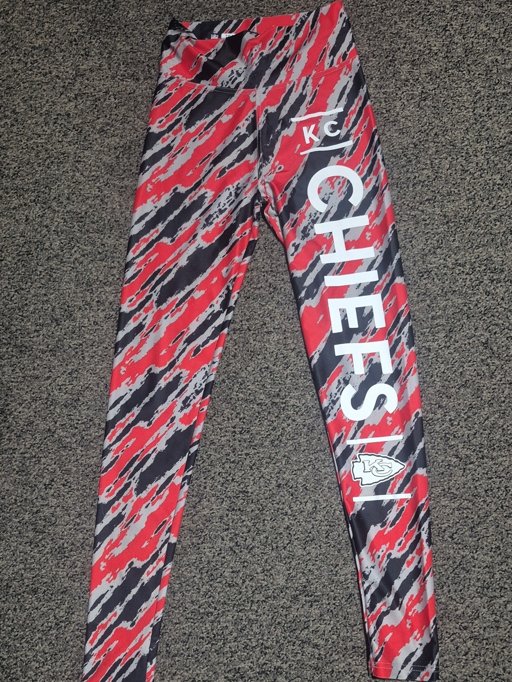Kansas City Chiefs NFL Red, Black & Gray Graphic Leggings Size S
